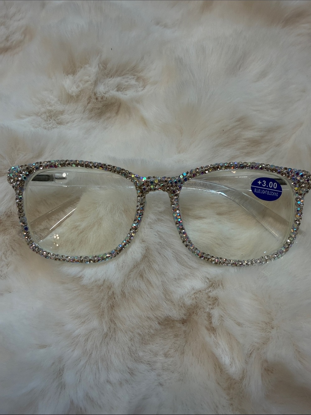 Crystal Rhinestone Reading Glasses +3.00